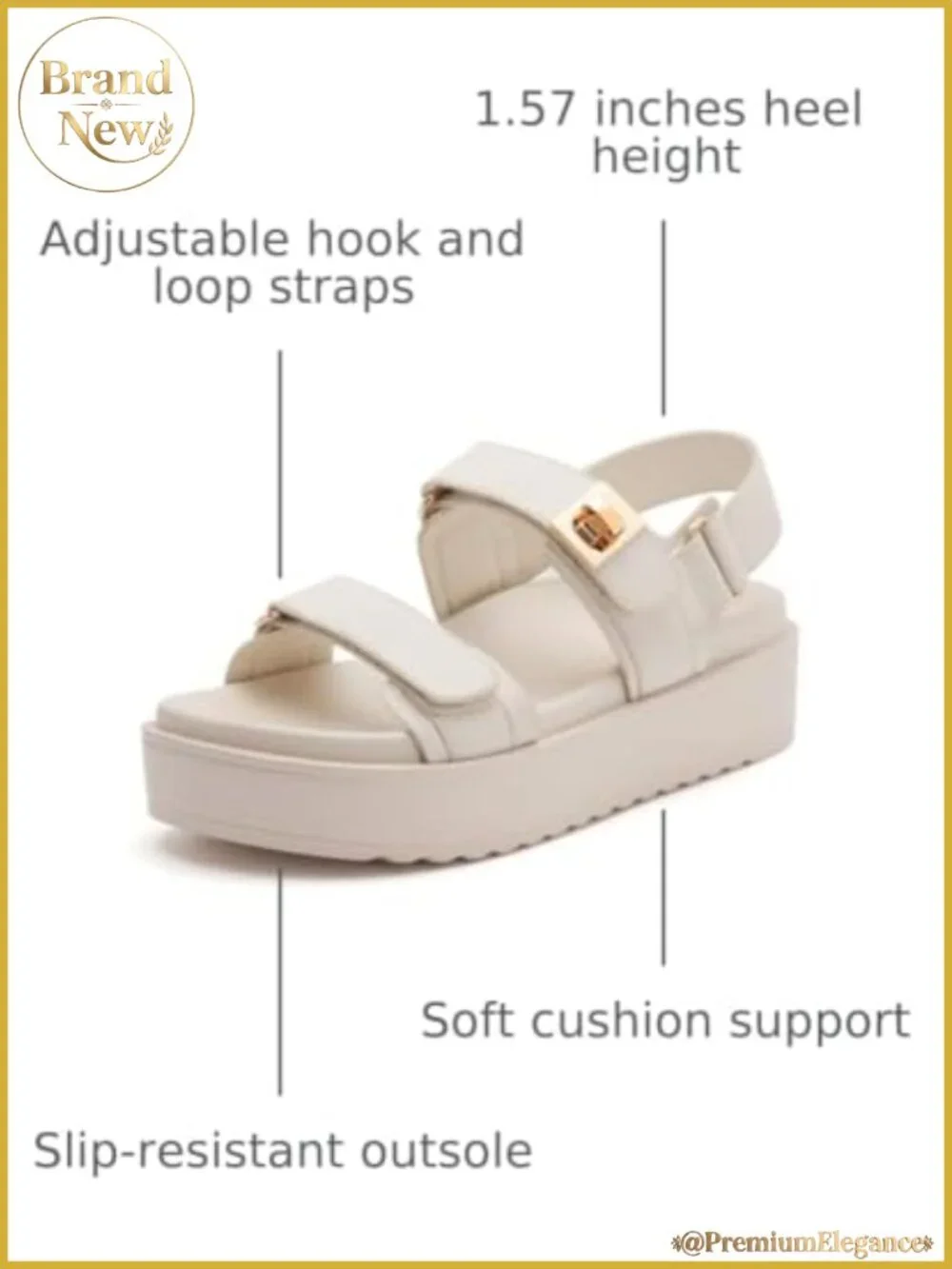 Platform Sandals Cushioned Footbed Open Toe Hook and Loop Summer Walking